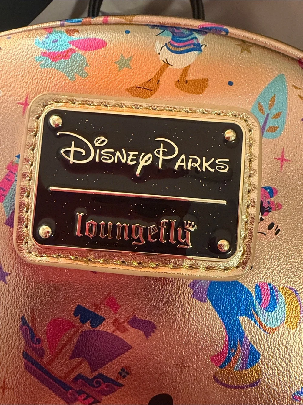 Loungefly Rose Gold Disney Pattern Mini Backpack